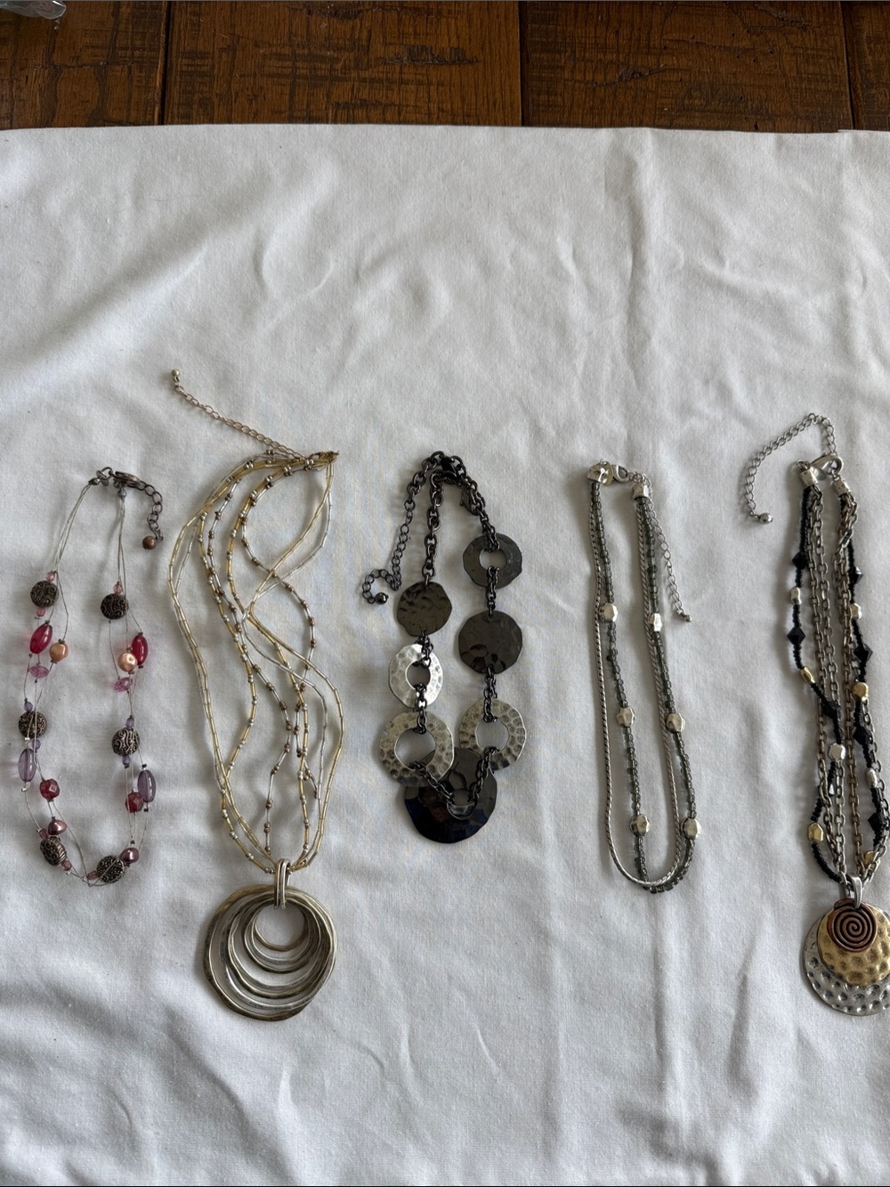 Laura Ashley Layered Necklaces Some Multi-Ring, Beaded, Chain. Gold/Silver Tone